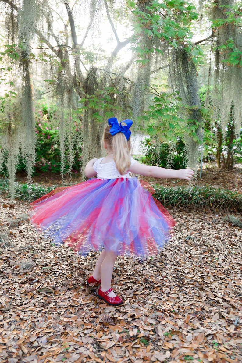 Patriotic Girls Summer Dress Labor Day Kids Crochet Dress Crochet Tutu Top Tulle Dress American Flag Baby Princess Dress