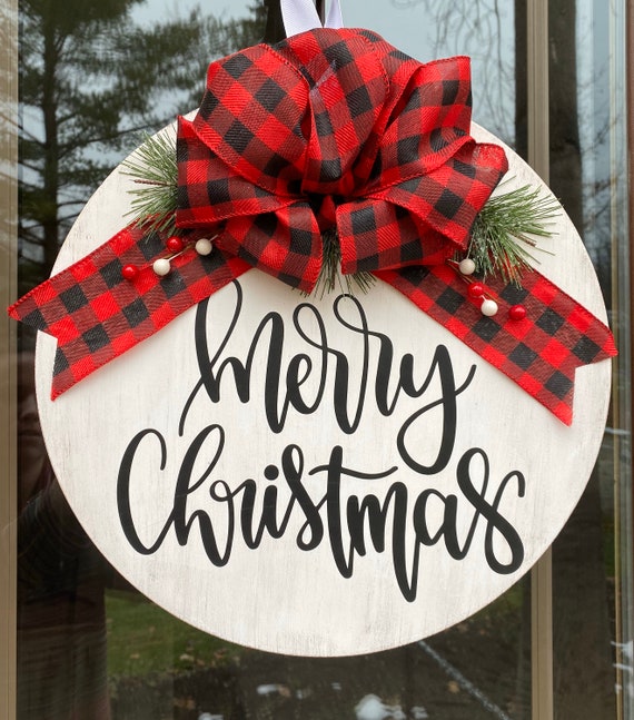 Merry Christmas Door Sign// Christmas Door Wreaths//christmas - Etsy