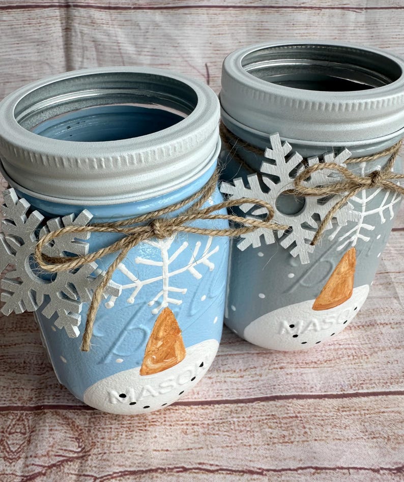 Snowman Mason Jar/handmade Holiday Jars/snowman Decor/grinch Gifts