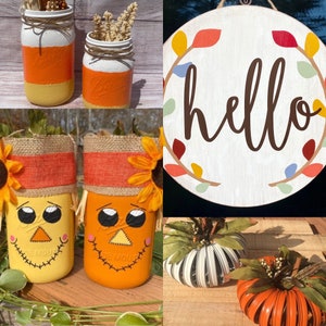 Fall wooden door hanger//fall decor//hello door sign//Fall door hanger//round wooden door wreath//hello fall//happy fall yall//door decor image 7