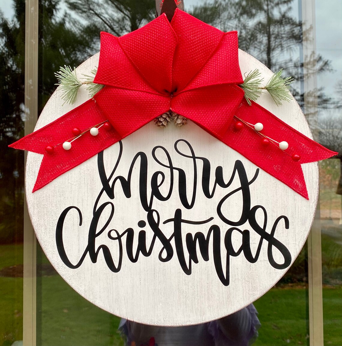 Merry Christmas Door Sign// Christmas door wreaths// farmhouse Etsy