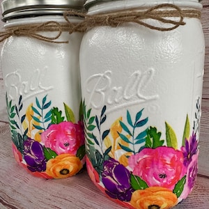 Decoupage mason jars/ Decoupage home decor/ decoupage glass jars/ Mother’s Day gifts/ gifts for her/ printed home decor/ decorated mason jar