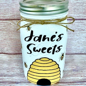 Honey bee mason jar/beehive vase/summer bee decor/bee happy/mason jar centerpieces/bee baby shower/bee centerpieces/honey jar/decorative jar