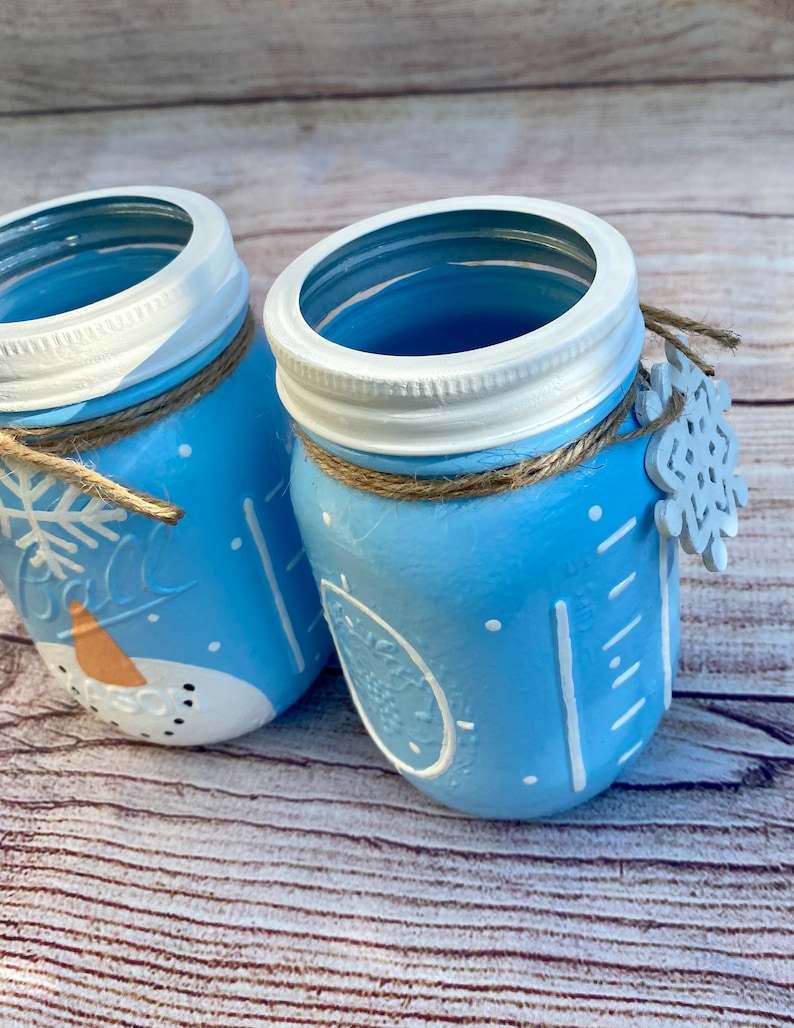 Snowman Mason Jar/handmade Holiday Jars/snowman Decor/grinch Gifts