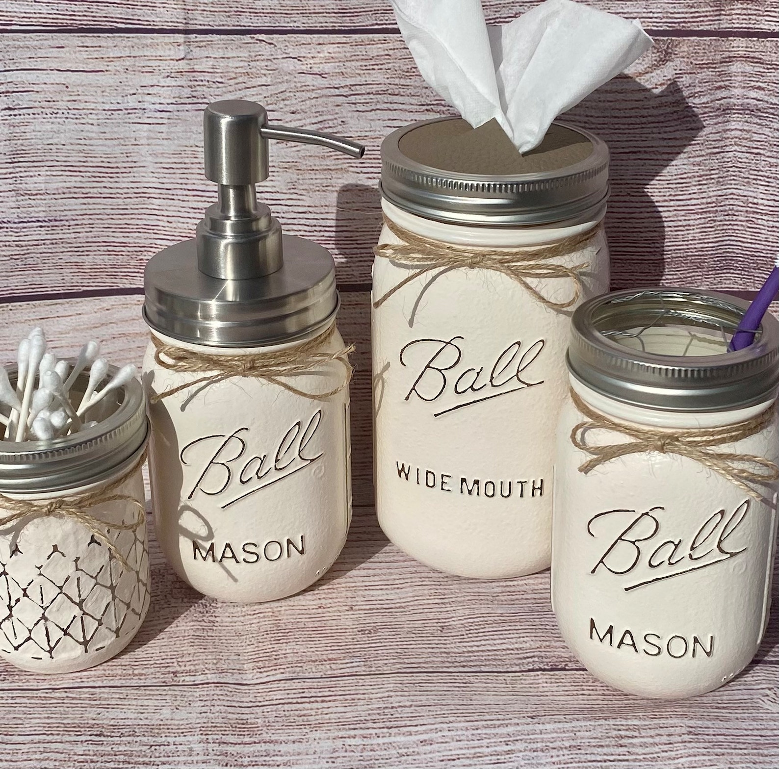 Mason Jar Bathroom Set/bathroom Mason Jars/mason Jar - Etsy
