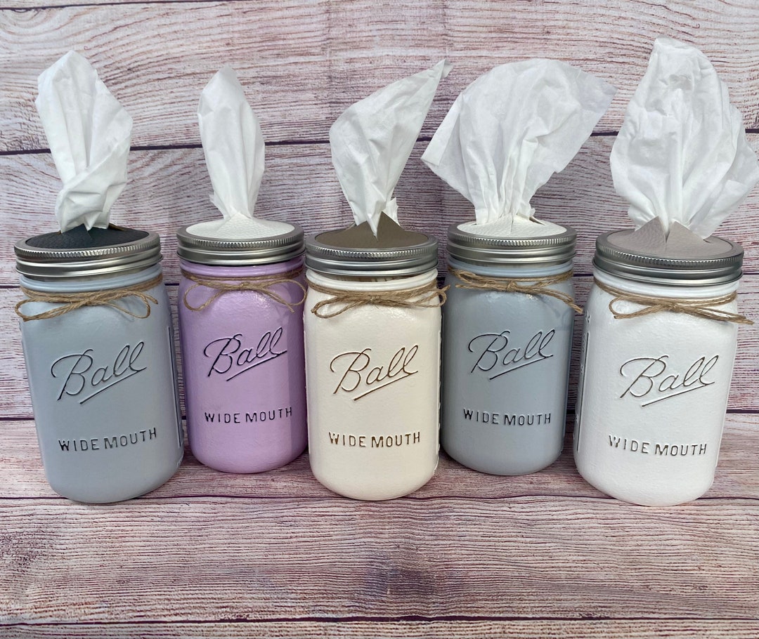 Mason Jar Decor/mason Jar Tissue Holder/mason Jar Bathroom Set/mason Jar Bathroom Accessories