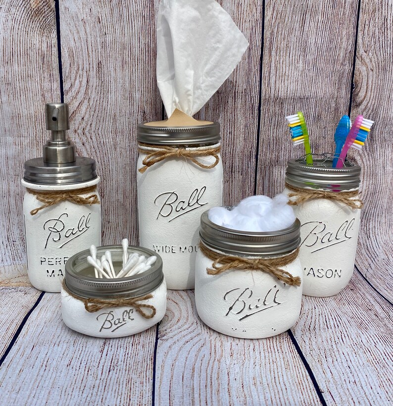 Mason Jar bathroom set//mason jar decor//mason jar Etsy