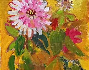 Gerber Daisy  Original acrylic painting Laurie Fox Pessemier