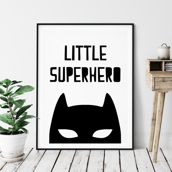 Little Superhero Print Batman Decor Superhero Decor Kids Room Decor Kids Wall Art Nursery Wall Decor Kids Room Print