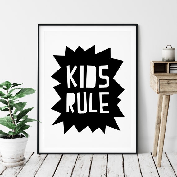 KIDS RULE NURSERY PRINT KIDS ROOM WALL DECOR