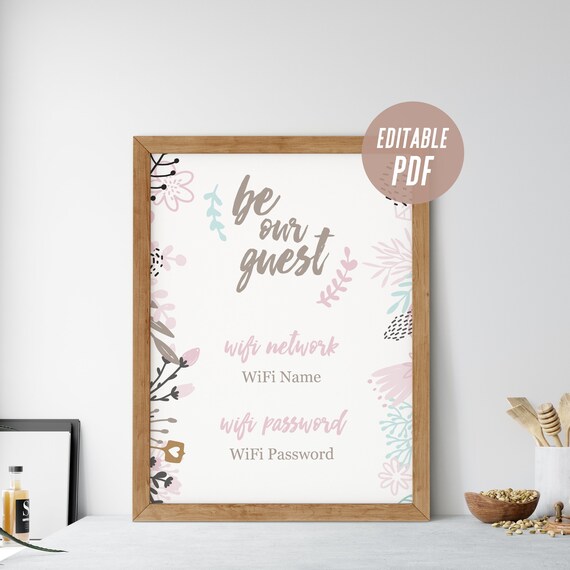 Be Our Guest Wifi Password Sign Pdf Wifi Sign Wifi Password Etsy