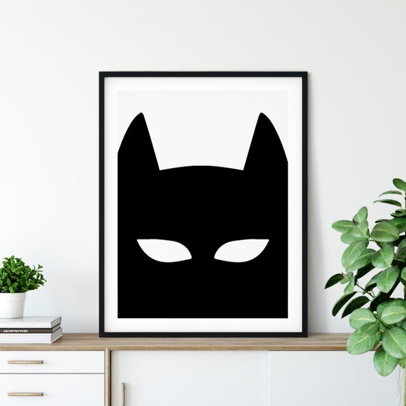 Batman Print Superhero Mask Kids Room Decor Kids Wall Art Nursery Wall Decor Kids Room Print