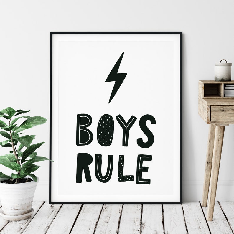 KIDS RULE NURSERY PRINT KIDS ROOM WALL DECOR