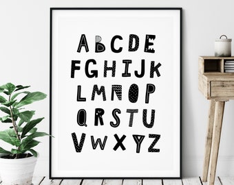 Alphabet Print, ABC Chart, Kids Room Decor, Nursery Wall Art (Digital Download)