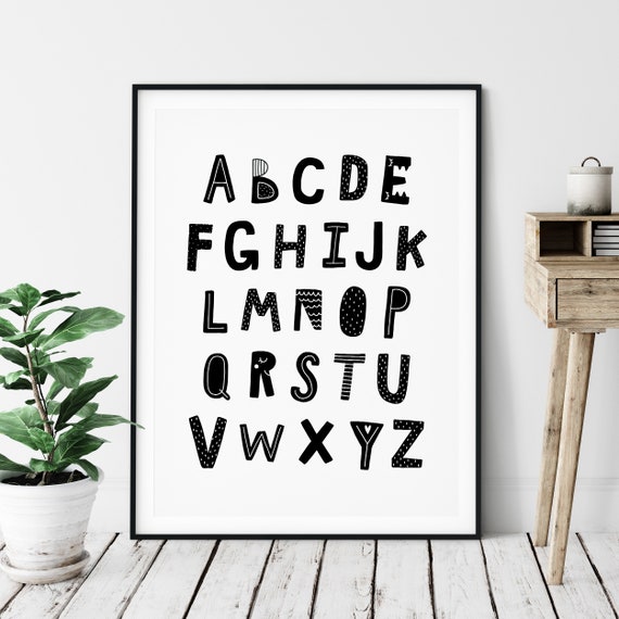 Alphabet Poster Alphabet Print Abc Wall Art Abc Poster Etsy
