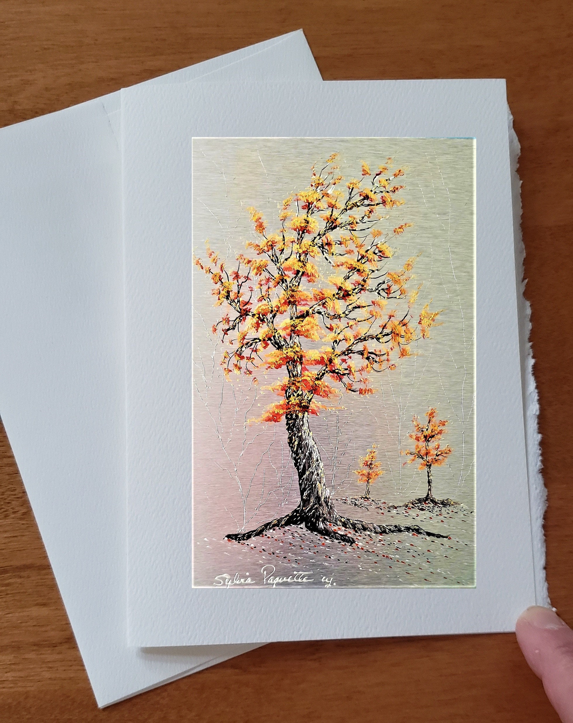 Wish card Autumn landscape 7 x 5 with white envelope to offer Art