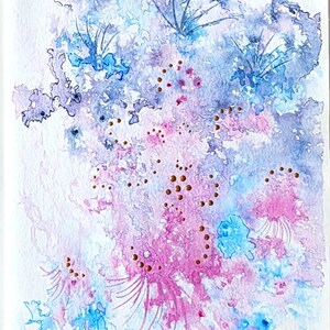 Unique birthday card sky aurora borealis fantasy abstract style contemporary watercolor blank greeting card with envelope