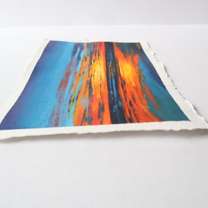 Orange and Blue Coastal Sunset Abstract Painting on Paper // 6 x 9 inches image 5