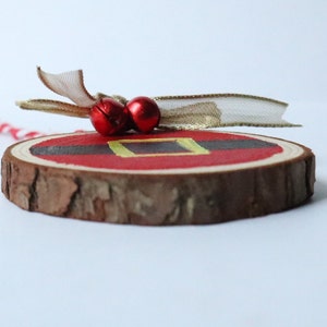 Wood slice painting, Santa Belt Art, Wood slice ornament, Christmas Ornament image 4