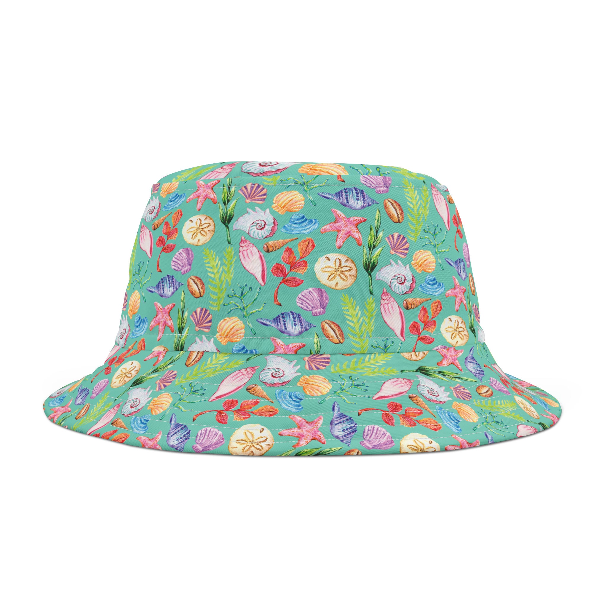 Bucket Hat, Seashell, Ocean, Colorful, Beach, Starfish 
