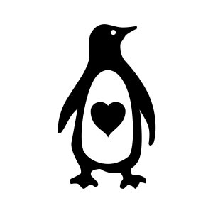 Penguin decal sticker with heart
