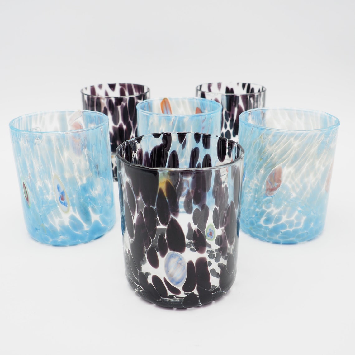 Murano Glass Tumblers 6 Pieces Set Italian Handmade Etsy