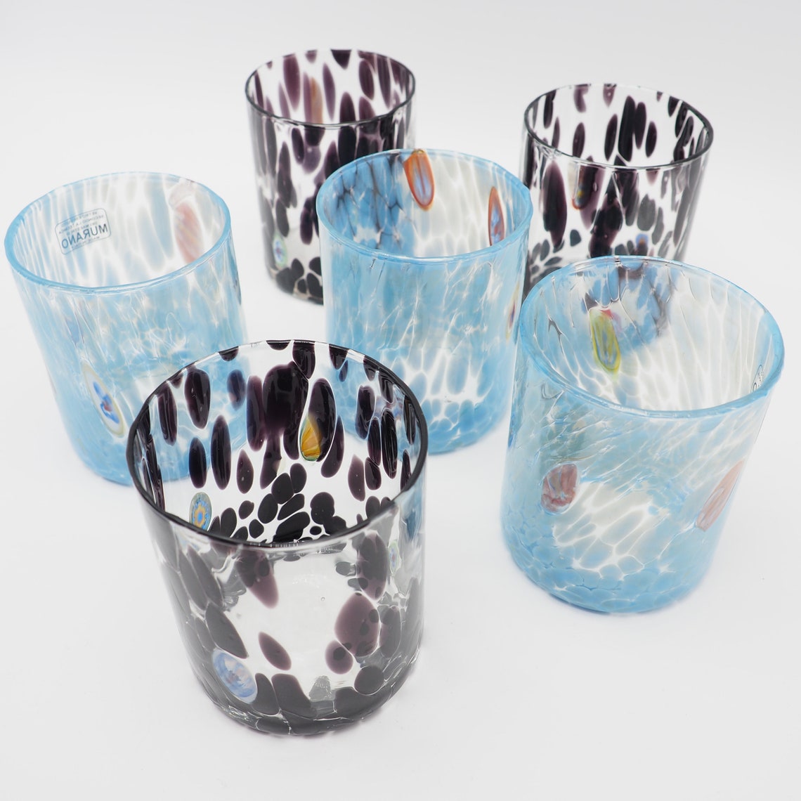 Murano Glass Tumblers 6 Pieces Set Italian Handmade Etsy