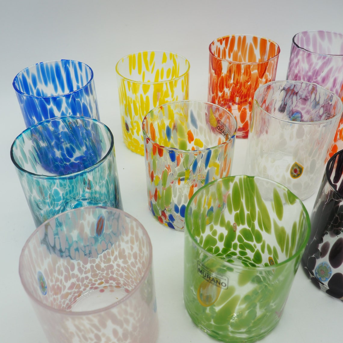Murano Glass Tumblers 12 Pieces Set Italian Handmade Etsy