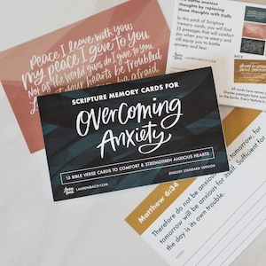 Scripture Memory Cards for Overcoming Anxiety / 15 easy to read 3x5 cards / Christian gift / Bible verse / Christmas gift / stocking stuffer