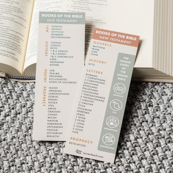 Bookmark / Books of the Bible / Bible study tools / Old and New Testament / story of the Bible / biblical Christmas gift / stocking stuffer