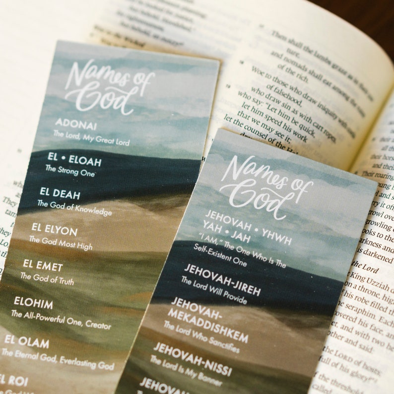 Bookmark / Names of God / Bible study tools / Christian resources / quiet time / biblical Christmas gift / stocking stuffer / Easter gift image 2