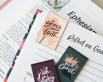 Magnetic Bookmarks / floral hand-lettered / Ephesians 2 / Bible study tools / biblical Easter Christmas gift / stocking stuffer