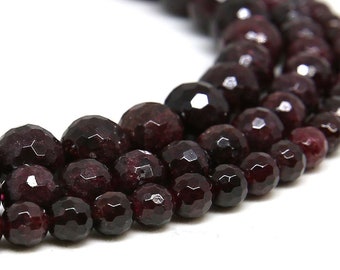 Faceted Red Garnet Beads: Natural Gemstone, 15 Inch Strand