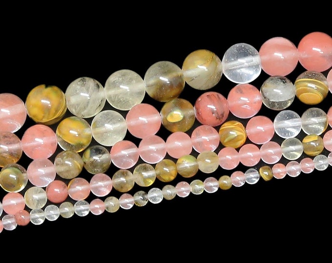 Fire Cherry Quartz Beads | Round Natural Gemstone Loose Beads | Sold by 15 Inch Strand | Size 4mm 6mm 8mm 10mm 12mm