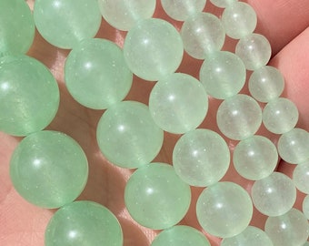 Light Green Jade Beads | Round Natural Gemstone Beads | Sold by 15 Inch Strand | Size 4mm 6mm 8mm 10mm 12mm 14mm