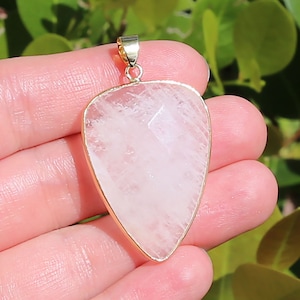 Faceted Clear Quartz Arrow Pendant: Gold Plated Brass, Natural Gemstone (26x40mm)