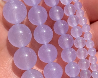 Purple Jade Light 4mm Smooth Round Transparent Gemstone Beads Approx 48 beads per 8 inch strand
