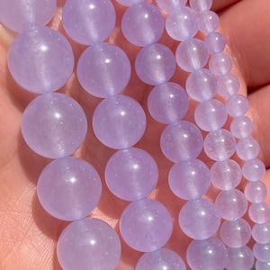 Light Purple Jade Beads | Round Natural Gemstone Beads | Sold by 15 Inch Full Strand | Size 4mm 6mm 8mm 10mm 12mm