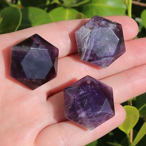 Amethyst Beads | Merkaba Pendant | Faceted Hexagon | Natural Gemstone Pendant | Sold by Piece | Size 25mm | Hole 2mm