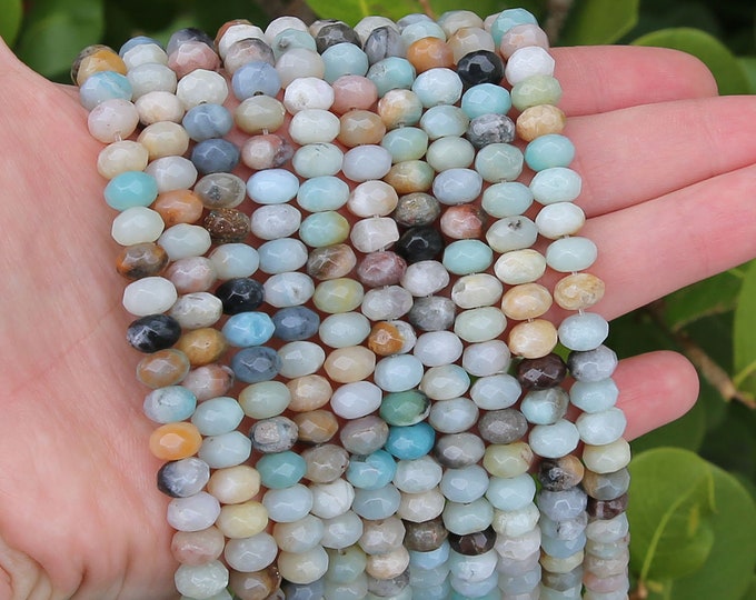 5x8mm Green Aventurine Rondelle Large Hole Bead approx 40 beads OTB002 8 Strand