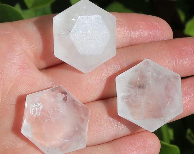 Quartz Beads | Merkaba Pendant | Faceted Hexagon | Natural Gemstone Pendant | Sold by Piece | Size 25mm | Hole 2mm