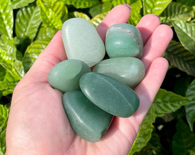 ONE Large Natural Green Aventurine Tumbled Stone Premium Quality A Grade Crystal