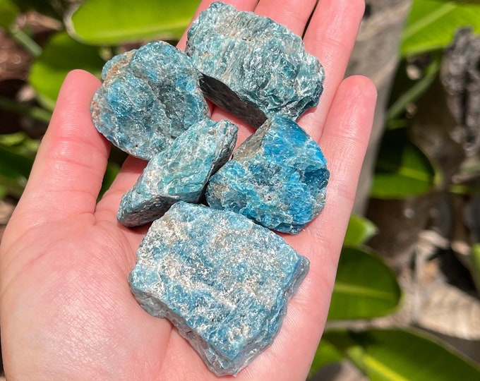 ONE Large Natural Raw Blue Apatite Rough Stone