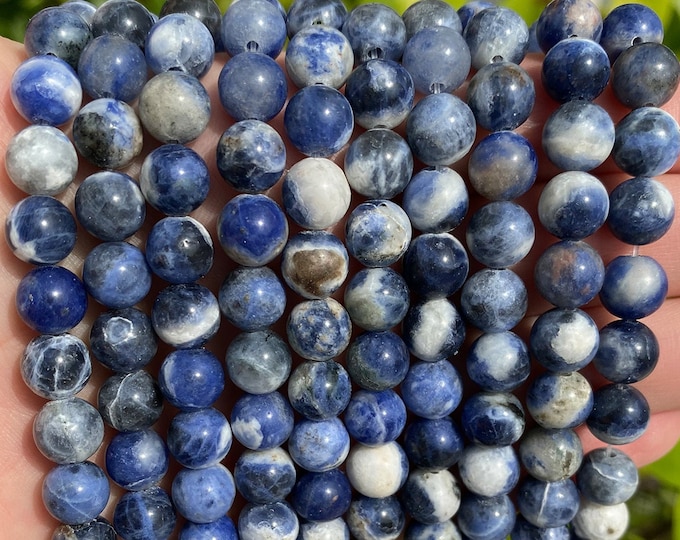 Sodalite Beads | Grade A | Round Natural Gemstone Beads | Sold by 15 Inch Strand | Size 4mm 6mm 8mm 10mm