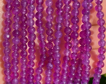 Natural Purple Jade Gemstone Round Beads | Sold by 15 Inch | Size 4mm