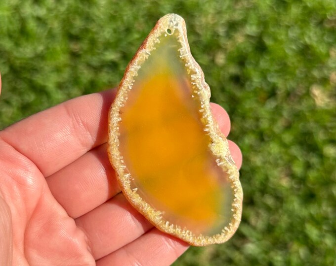 Yellow Agate Freeform Slab Gemstone Pendant Focal Bead Size 40-60mm