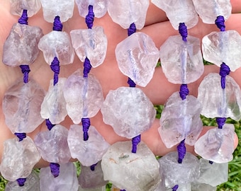 Raw Lavender Amethyst Nugget Beads: Natural Gemstone Strand (7 Inch)