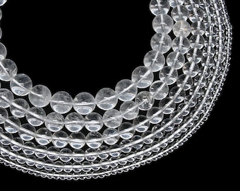 Clear Quartz Beads: 15 Inch Strand, Round Gemstone Beads