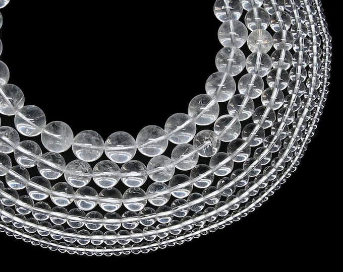 Clear Quartz Beads | Round Natural Gemstone Loose Beads | Sold by 15 Inch Strand | Size 4mm 6mm 8mm 10mm 12mm 14mm