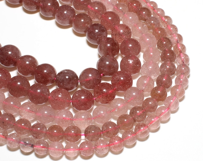 Strawberry Quartz Beads | Round Natural Gemstone Loose Beads | Sold by 15 Inch Strand | Size 6mm 8mm 10mm